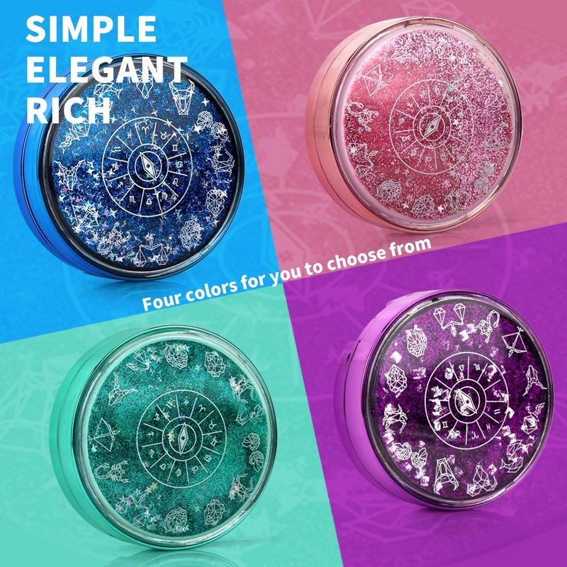 ofone Contact Lens Case, Bling Constellations Contact Cases with Tweezers Remover Tool Mirror Solution Bottle Contact Lenses Storage Container Kit for Travel (Purple) - Image 2